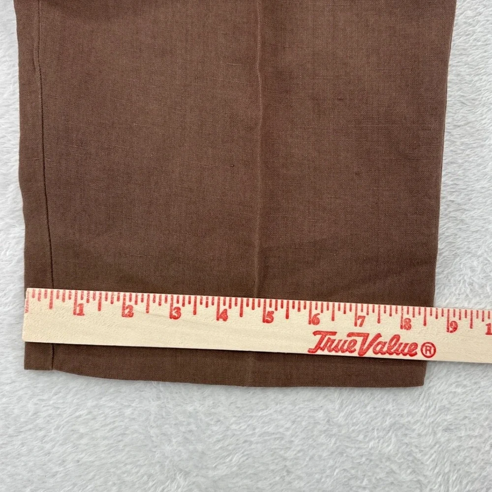 Vintage Banana Republic Mens Pants 33R Brown 100% Irish Linen Flat Front